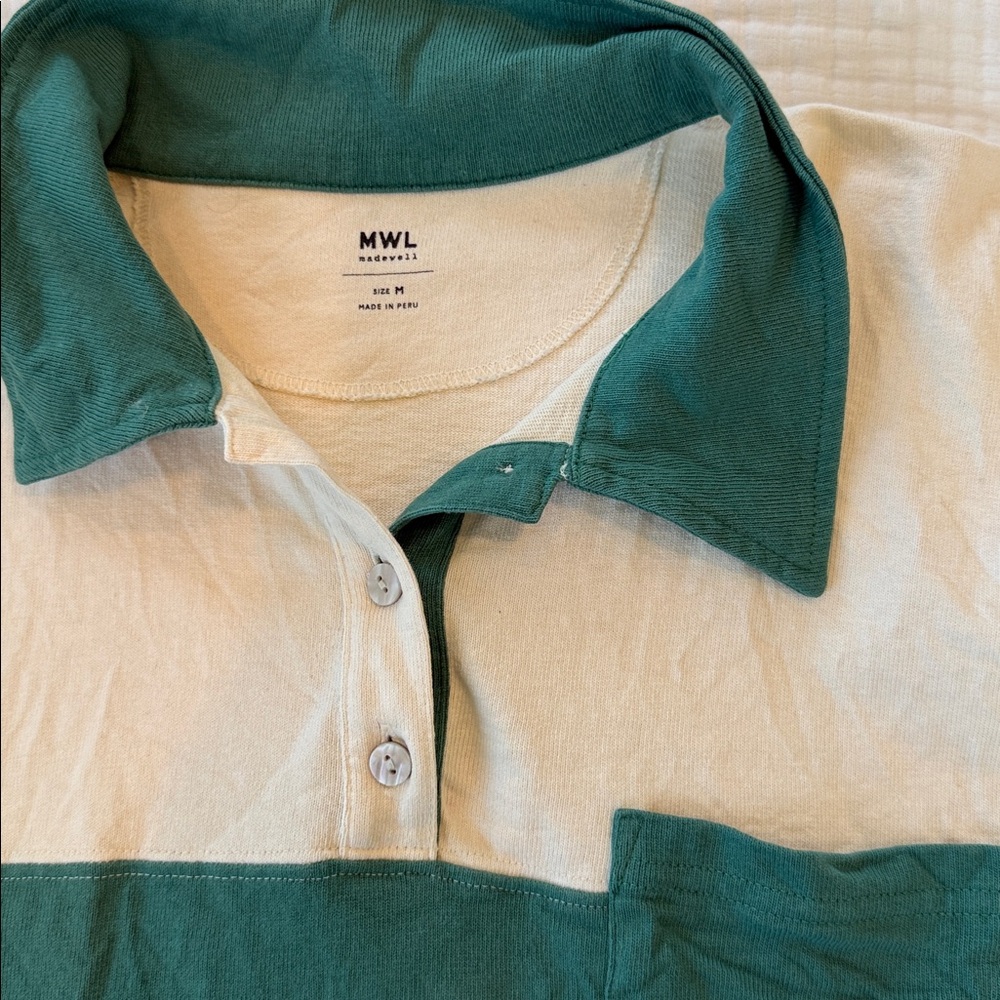 Madewell Rugby in Green & Cream Stripes - Picture 5 of 6